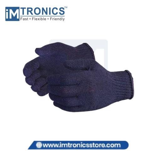 Blue-Knitted Hand Gloves 